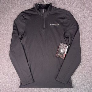 Spyder Active Sweatshirt Mens S Black Pullover 1/4 Zip Stretch Performance‎ NEW